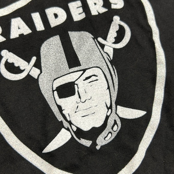 NFL Majestic Black Tee LAS VEGAS Raiders Women's Small Large Sparkle NEW - Picture 3 of 6